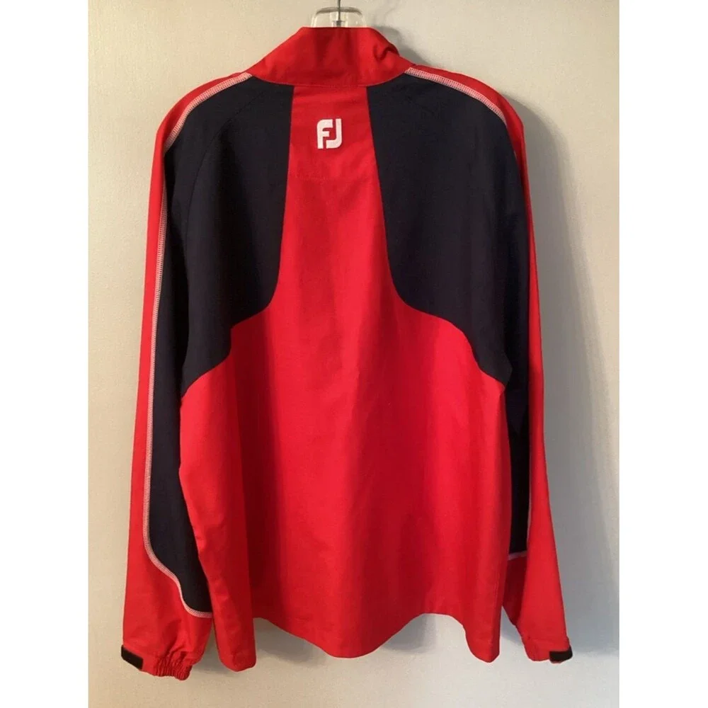 FOOTJOY MENS LARGE 1/4 ZIP JACKET WINDBREAKER RED NAVY